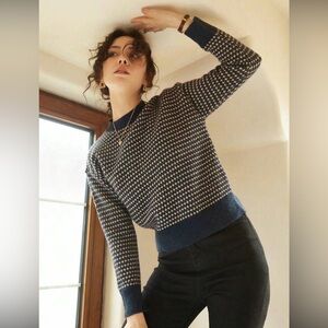 Women's Navy and White vintage style Sweater